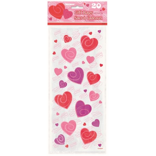 Cello Bags Hearts A Whirl 20 Pack