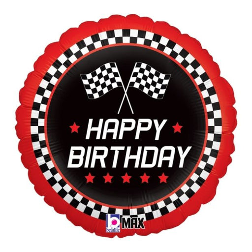 18" Foil Balloon - Happy Birthday Checkered Flag