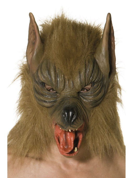 Wolf Mask Brown Overhead With Fur