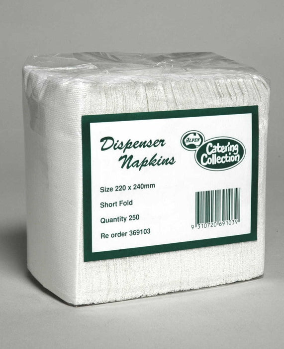 Alpen Napkins Dispenser White Pk 250  220X240MM