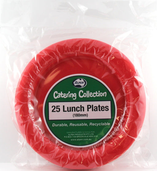Plastic Lunch Plate 25 Pack - Red