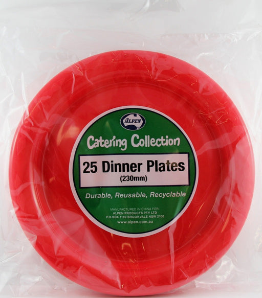 Plastic Dinner Plate 25 Pack - Red