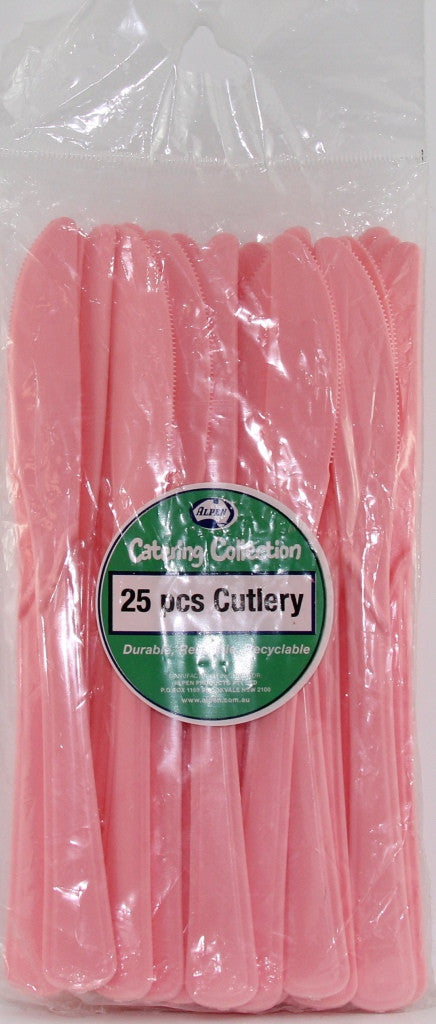 Plastic Knife 25 Pack - Pale Pink