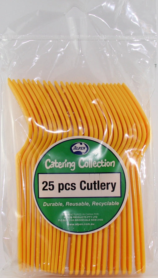 Plastic Fork 25 Pack - Yellow