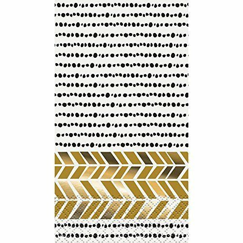 Metallic Gold Foil and Black Guest Napkins 16 Pack 3 Ply