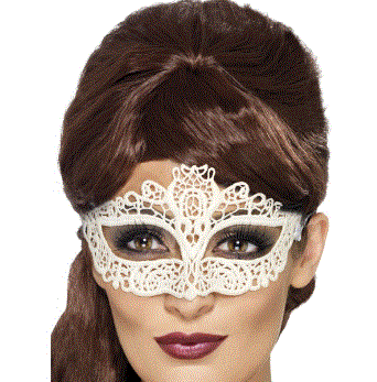 Embroidered Lace Filigree White Eyemask
