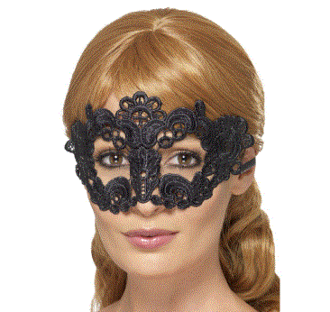 Embroidered Lace Filigree Floral Black Eyemask