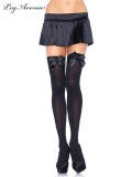 Opaque Thigh High Stockings Black with White Bow