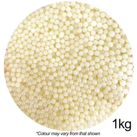 4mm Pearly White Edible Cachous Pearls - 100G