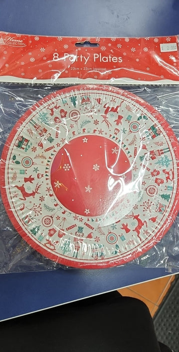 Snowflake Christmas Paper Plate 8PK