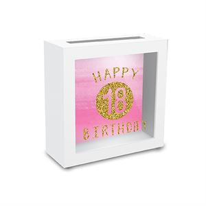 Money Box Gold Glitter 18th