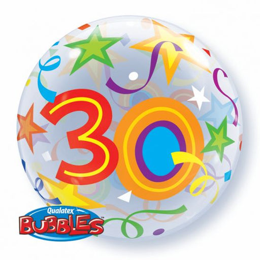 30th Brilliant Stars Bubble Balloon 22"/56cm