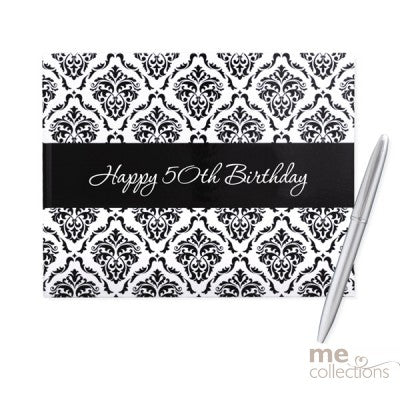 Guest Book With Pen Damask Pattern