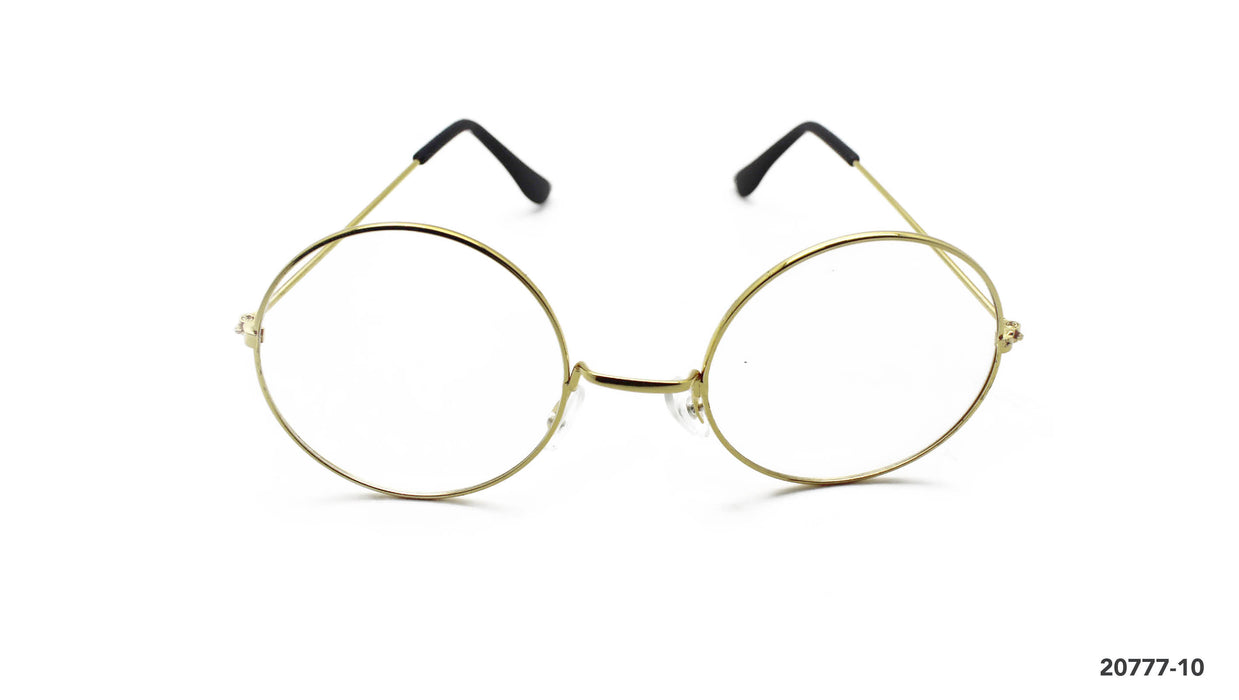 Party Glasses Round, Gold Rim, Santa