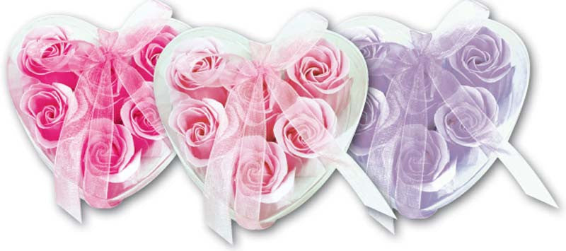 6 Soap Roses Heart Box
