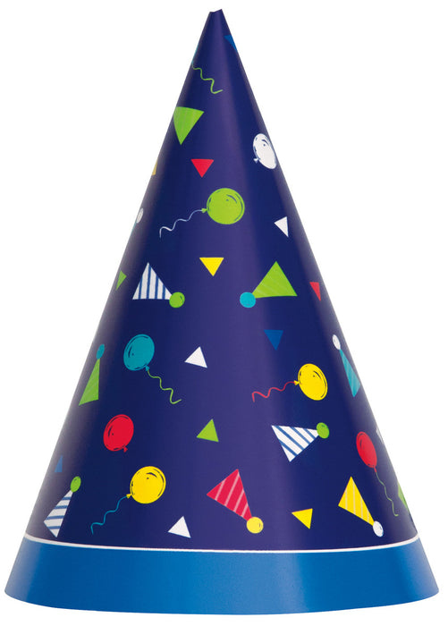 Peppy Birthday Party Hats - 8 Pack