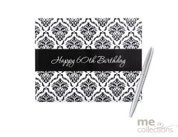Guest Book With Pen Damask Pattern