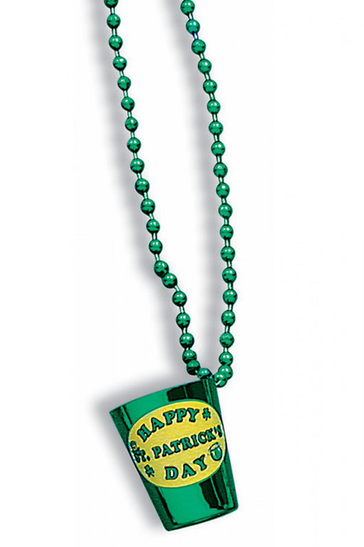 Happy St Pats Day Shot Glass Bead Necklace