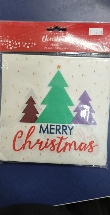 Napkin Christmas 20pk 2 Ply Assorted