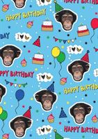 Wrapping Paper Happy Birthday Monkey Pattern