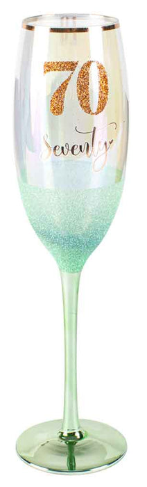 Assorted Green Glitter Aged Champagne Glasses 150ml