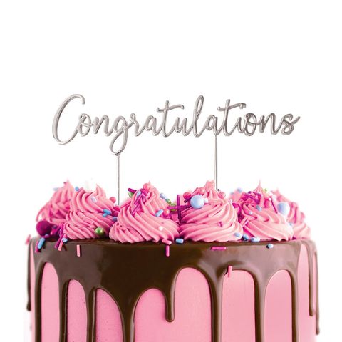 Assorted Colours - Congratulations Metal Cake Topper