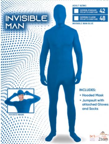 Adult Invisible Man Blue Standard/Medium