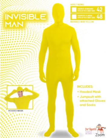 Adult Invisible Man Yellow Standard/Medium