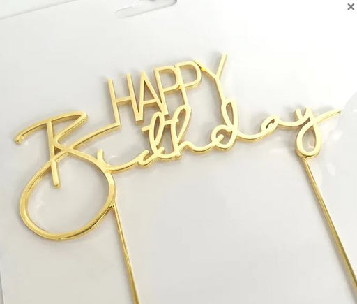 'Happy Birthday' Bold Gold Script Metal Cake Topper