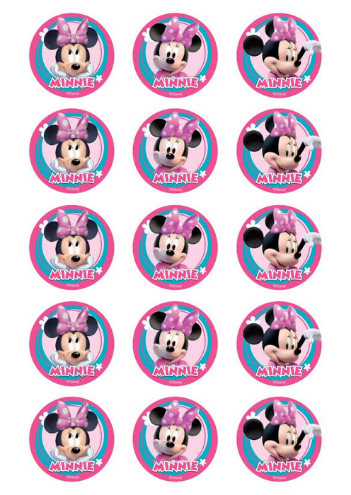Minnie Mouse - 2 Inch/5cm Cupcake Image Sheet - 15 Per Sheet