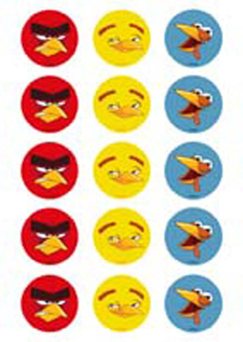 Angry Birds - 2 Inch/5cm Cupcake Image Sheet - 15 Per Sheet