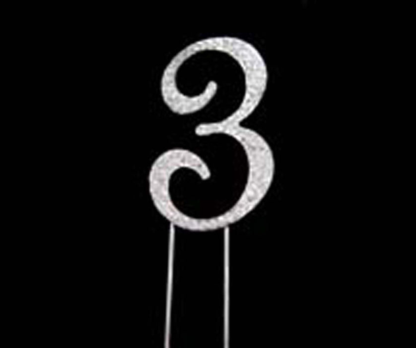 12cm Number 3 - Diamante Topper