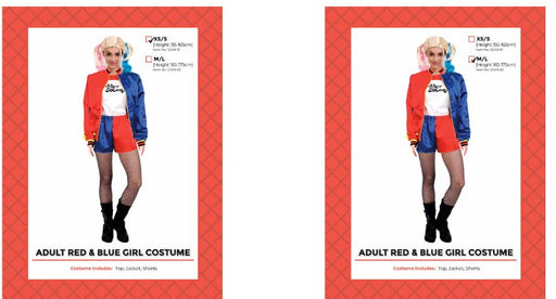 Adult Red & Blue Girl Costume