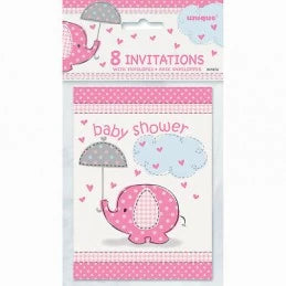 BABY SHOWER ELEPHANT INVITATIONS PINK 8