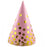 Pink With Gold Dots 6 Pack Cone Party Hats