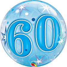 60 Blue Starburst Sparkle Bubble Balloon 56cm