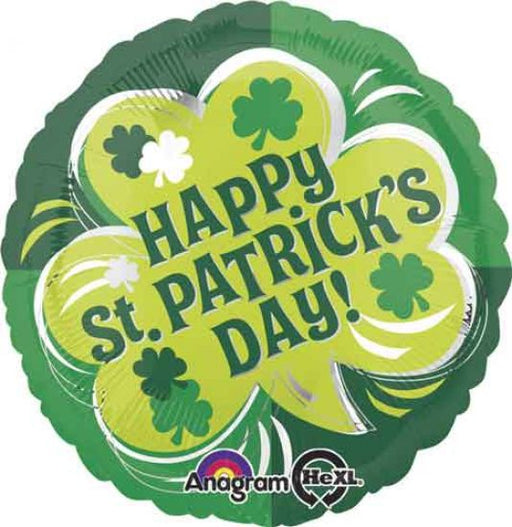 Happy St. Patrick's Day! Clover 18" Foil Balloon