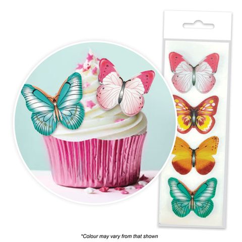 Cake Craft Mixed Butterfly Wafer Toppers 16 Per Pack