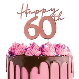 Happy Assorted Age's Metal Cake Topper Rose gold