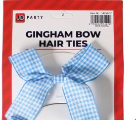 Gingham Bow Hair Clip (Blue/White)