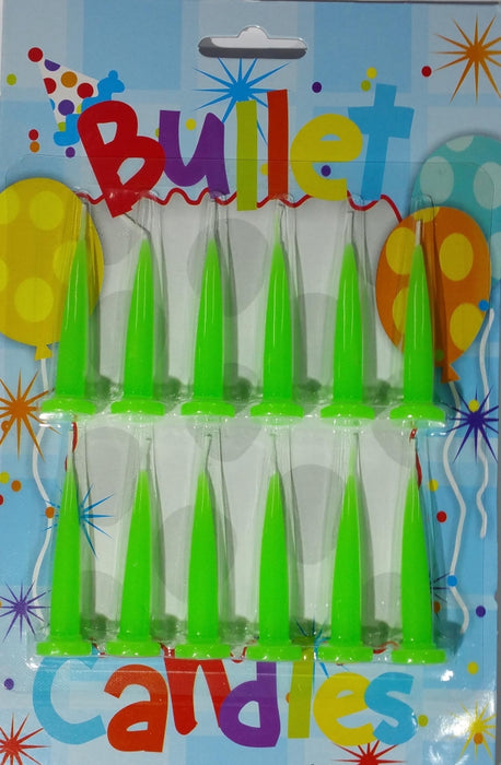 Green Plain Bullet Candles Pack of 12