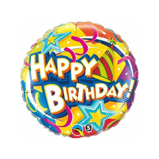 18" Foil Balloon - Birthday Hat & Stars
