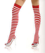 Leg Avenue Nylon Thigh High Stocking Red/White Stripe