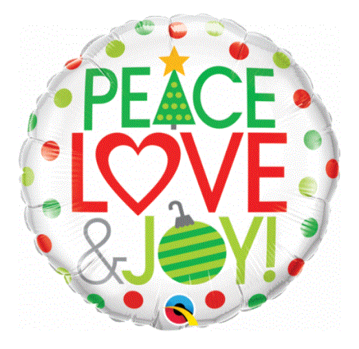 45cm Foil Balloon Peace, Love & Joy