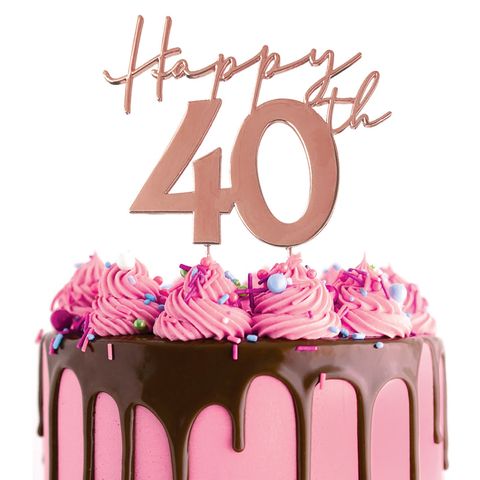 Happy Assorted Age's Metal Cake Topper Rose gold
