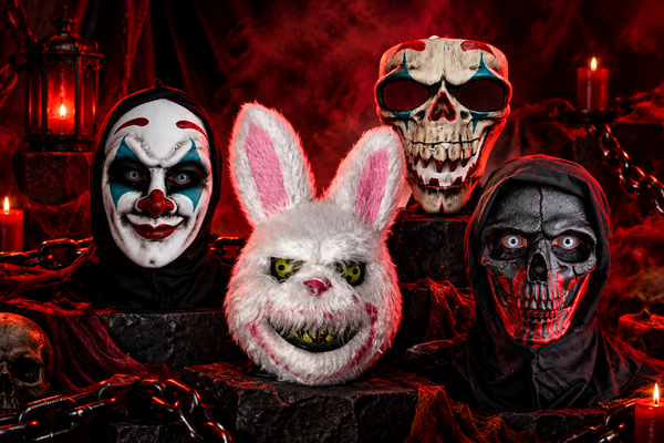 Scary masks banner using real Red Fox mask products