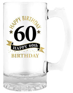 Beer Stein With Handle 490ml '' Happy 60th Birthday''