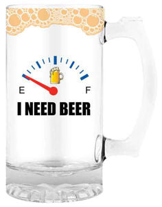 Beer Mug with Handle "I NEED BEER"