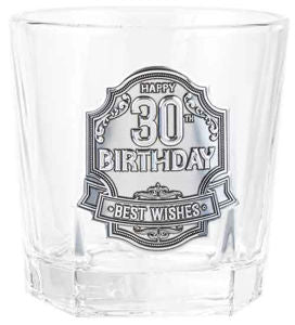 30th Badge Whisky Glass 260ml