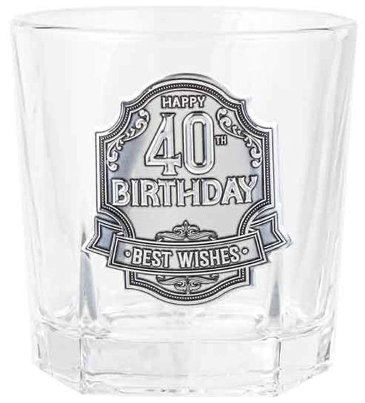 40th Badge Whisky Glass 260ml